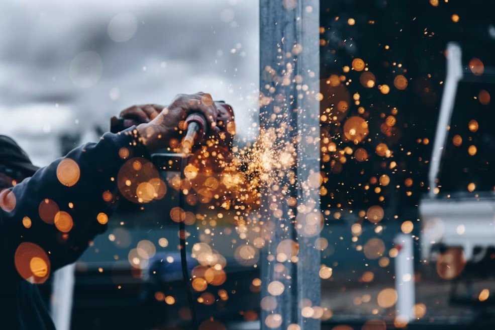 Construction worker at an industrial site